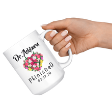 Load image into Gallery viewer, Personalized PHD Heart Shaped Flowers Mug