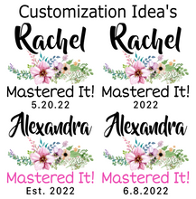 Load image into Gallery viewer, Personalized Masters Degree Graduation Mug - Purple Flowers