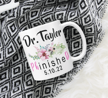 Load image into Gallery viewer, Personalized PHD Graduation Mug - Purple Flowers