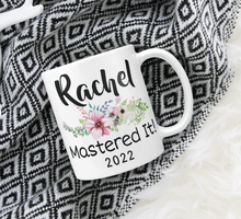 Load image into Gallery viewer, Personalized Masters Degree Graduation Mug - Purple Flowers