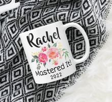Load image into Gallery viewer, Custom Masters Degree Mug - Pink Flowers