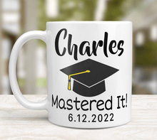 Load image into Gallery viewer, Personalized Masters Degree With Grad Hat - Mastered It!