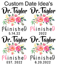 Load image into Gallery viewer, PHD Mug With Personalized Name And Graduation Date - Pink Flowers