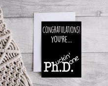 Load image into Gallery viewer, Black PHD graduation card
