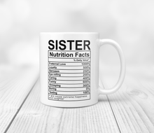 Load image into Gallery viewer, 11oz sister nutrition facts
