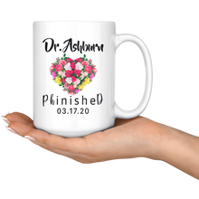Load image into Gallery viewer, Personalized PHD Heart Shaped Flowers Mug