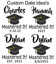 Load image into Gallery viewer, Personalized Masters Degree With Grad Hat - Mastered It!