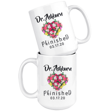 Load image into Gallery viewer, Personalized PHD Heart Shaped Flowers Mug