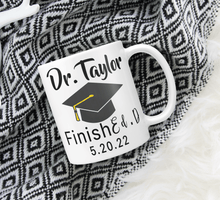 Load image into Gallery viewer, Personalized Ed.D Graduation Mug - Finish Ed.D With Grad Cap
