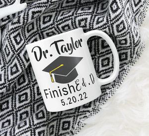 Personalized Ed.D Graduation Mug - Finish Ed.D With Grad Cap