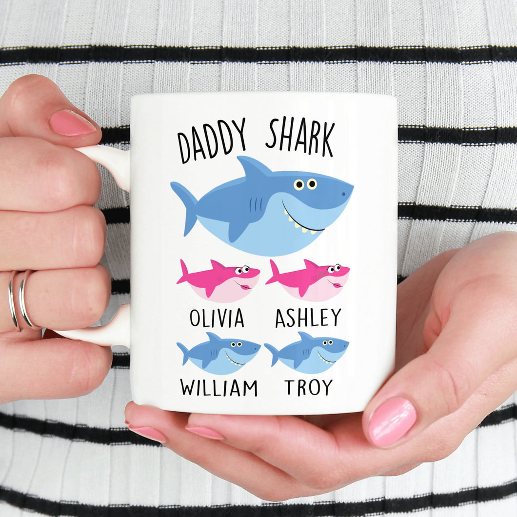 personalized daddy shark mug 11oz