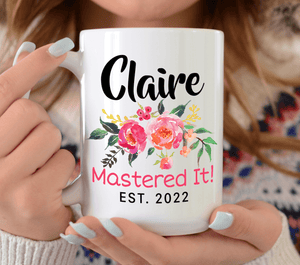 Masters Degree Graduation Gift With Pink Flowers