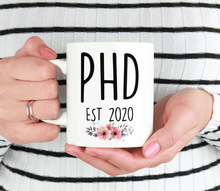 Load image into Gallery viewer, PHD 2020 mug with flowers

