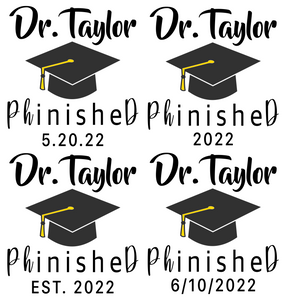 Personalized PHD Grad Mug With Graduation Cap - PhinisheD