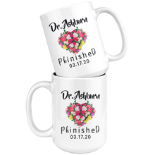 Load image into Gallery viewer, Personalized PHD Heart Shaped Flowers Mug
