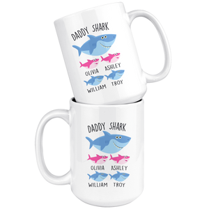 large 15oz daddy shark mug for fathers day